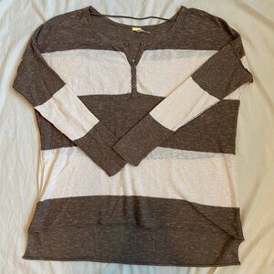 Free People Beach Long Sleeve Stripped Shirt
